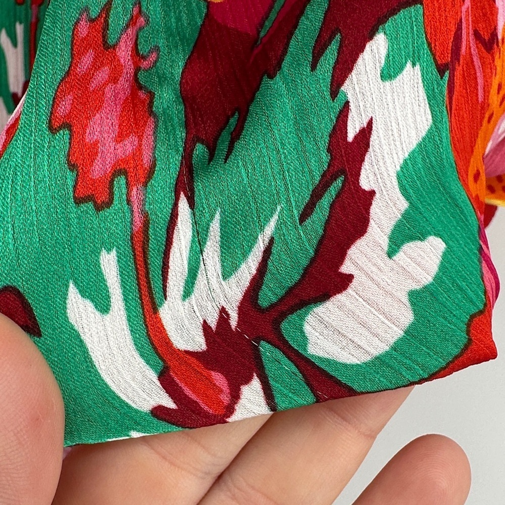 Hudson Gray Cottagecore Maximalism Boho Tropical Resort Floral Red/Pink Top SzM - Picture 11 of 13